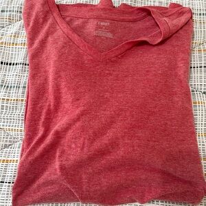 Casual Red V-Neck T-Shirt